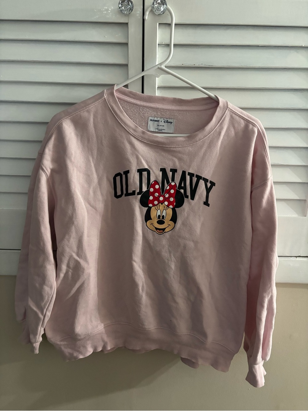 Old Navy Light Pink Minnie Mouse Crewneck Sweatshirt